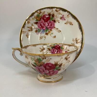 Vintage Oversized Pink Rose Floral Teacup and Saucer