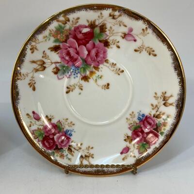 Vintage Oversized Pink Rose Floral Teacup and Saucer