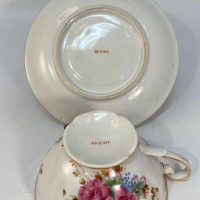 Vintage Oversized Pink Rose Floral Teacup and Saucer