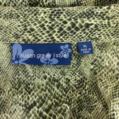 SUSAN GRAVER STYLE - SNAKESKIN DESIGN WOMENâ€™S BLOUSE - SIZE XL