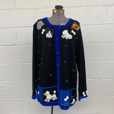 THE QUACKER FACTORY - CATS & DOGS THEMED" SWEATER - SIZE LARGE