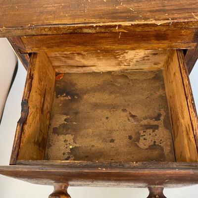 Small Vintage Two Drawer Wood Storage Table Stand
