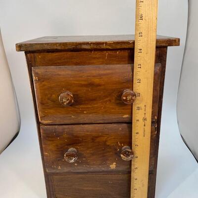 Small Vintage Two Drawer Wood Storage Table Stand