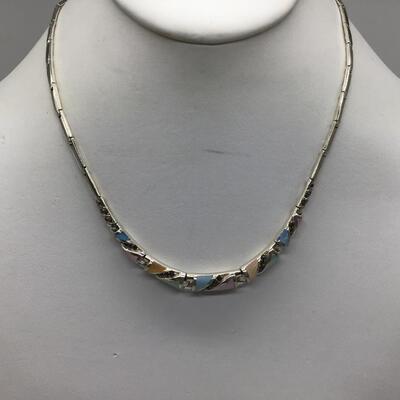 Beautiful Silver 925 Multi Mother of Pearl Silver Necklace. Tested