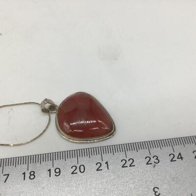 Large Carnelian  Silver 925 Pendant and Chain. Tested