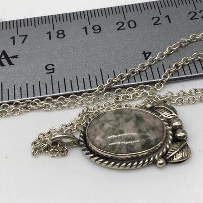 Sterling Silver Speckle Jasper pendant With Chain. Tested