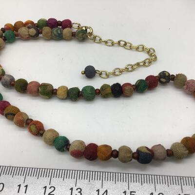 Vintage Cloth Beaded Necklace
