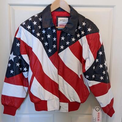 Michael Hoban Small Leather US Flag Jacket