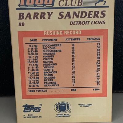 Barry Sanders 1,000 yard club Topps 1991