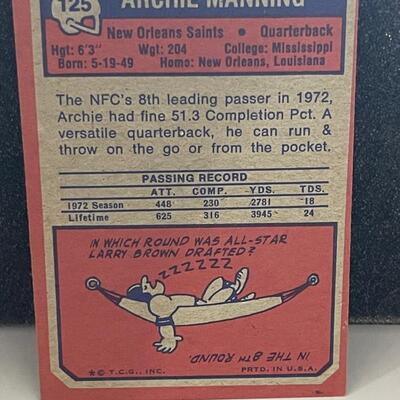 Archie Manning QB Saints T.C.G card #125