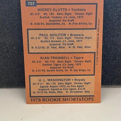 1978 Rookie Shortstops #707 Klutts, Molitor, Trammell, Washington