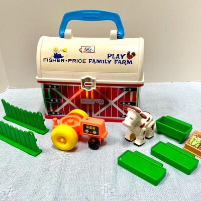 Vintage Toy Case with handle - Farm Playset inside