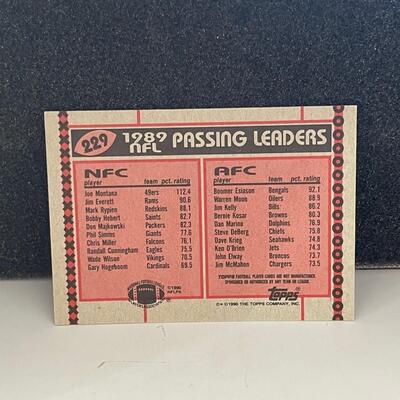 Topps 1989 Passing leaders #229 Montana NFC - Esiason AFC