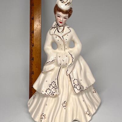 Vintage Florence Ceramics Ellen Figurine Brunette Woman in White Dress