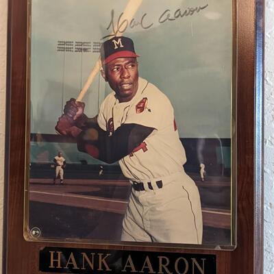 Autographed and COA Hank Aaron Plaque
