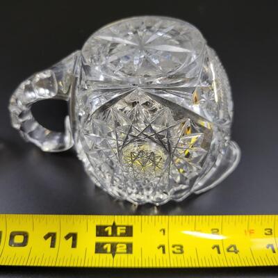 VINTAGE CLEAR CUT CRYSTAL SUGAR AND CREAMER SET