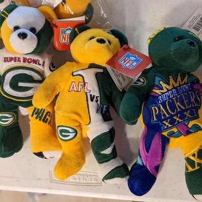 Set of 3 LTD GAME 1, 2 and Super Bowl XXXI GB NFL Numbered Beanie Baby Sets