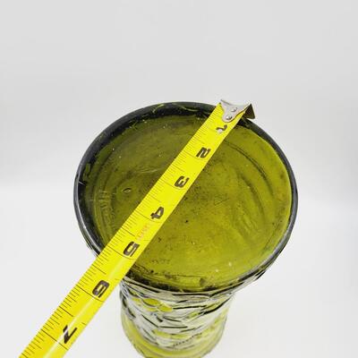 VINTAGE GREEN ITALIAN GLASS TALL BOTTLE