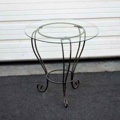 Metal Table with Glass Top 