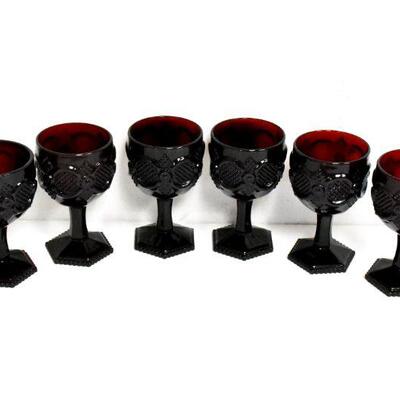 Avon Cranberry Glass Goblets 