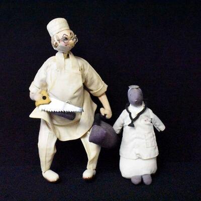 Set of 2 Fabric Doctor Figurines 