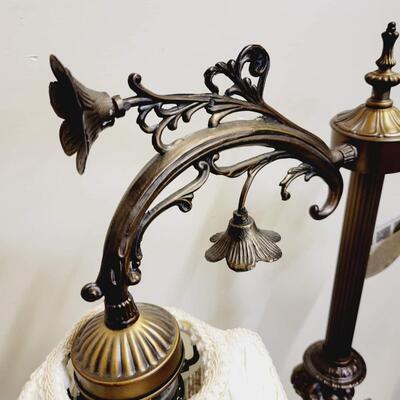 DALE LIGHTING COLLECTION VICTORIAN STYLE BEADED FRINGE SHADE ON ORNATE CHERUB LAMP