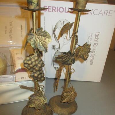 Serious Skin Care toning System. gold Candle Holders