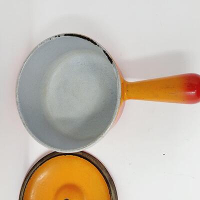 LA CREUSET #16 CAST IRON ENAMEL ORANGE SAUCEPAN W/ LID