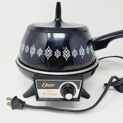 VINTAGE WORKING OSTER BLACK FONDUE POT W/ ORIGINAL BASE