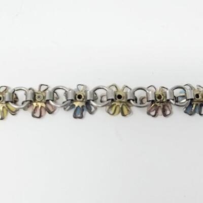 BEAUTIFUL VINTAGE CHAIN & FLOWERS BRACELET