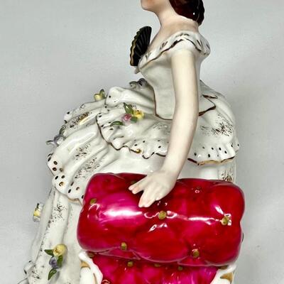 Vintage Norcrest Seated Lady with Fan Porcelain Figurine