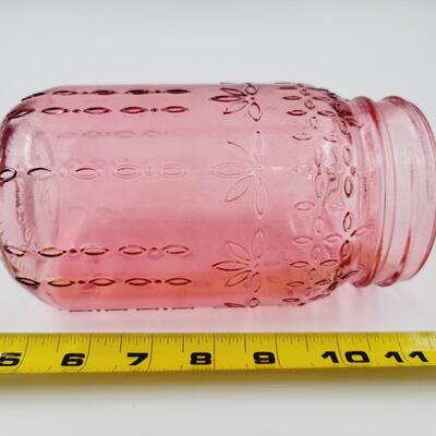 VINTAGE SYNDICATE DECORATIVE PINK GLASS JAR