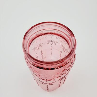 VINTAGE SYNDICATE DECORATIVE PINK GLASS JAR