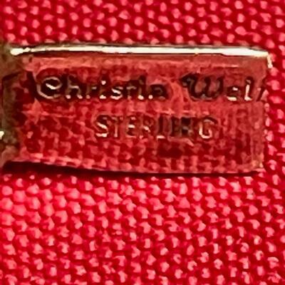 Christin Wolf Signed Sterling Native American link bracelet 39g