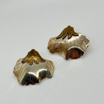 LOT 10: Two-Tone Mexico 925 Silver Pierced Earrings