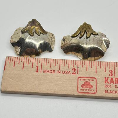 LOT 10: Two-Tone Mexico 925 Silver Pierced Earrings