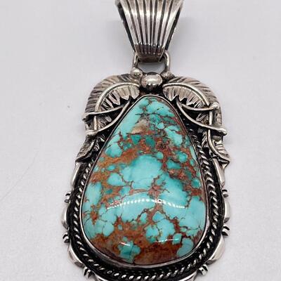 LOT 11: Vintage Sterling Silver Royston Turquoise Pendant