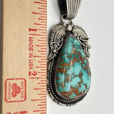 LOT 11: Vintage Sterling Silver Royston Turquoise Pendant