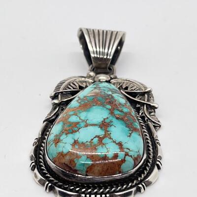LOT 11: Vintage Sterling Silver Royston Turquoise Pendant