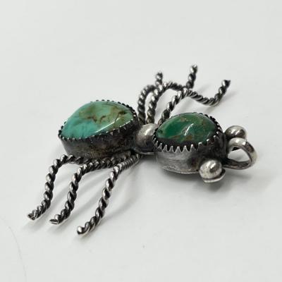 LOT 13: Turquoise & Unmarked Silver Ant Pendant