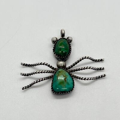 LOT 13: Turquoise & Unmarked Silver Ant Pendant