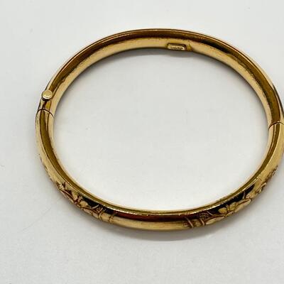 LOT 14: Gold Fill Hinged Bangle Bracelet with Safety Clasp