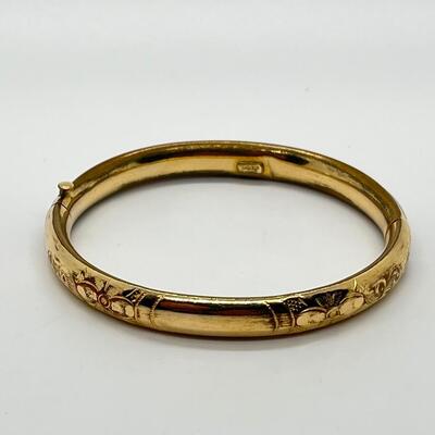 LOT 14: Gold Fill Hinged Bangle Bracelet with Safety Clasp