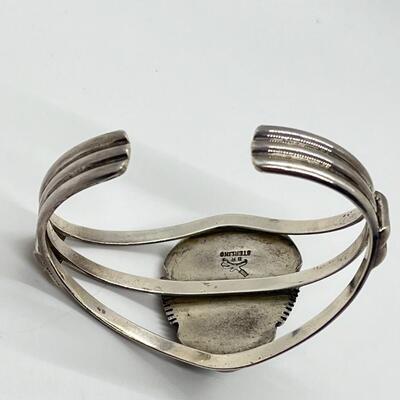 LOT 19: Navajo Turquoise & Silver Cuff Bracelet - Br Sterling (Benny Ration)