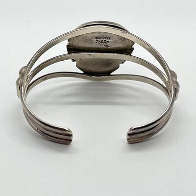 LOT 19: Navajo Turquoise & Silver Cuff Bracelet - Br Sterling (Benny Ration)