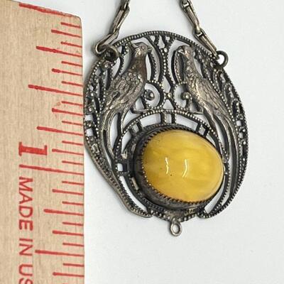 LOT 23: Yellow Aventurine Cabochon set in Sterling Silver - 18" Chain