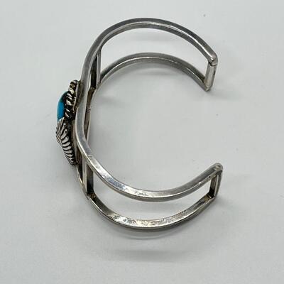 LOT 30: Handcrafted Native American Turquoise & Silver Cuff Bracelet