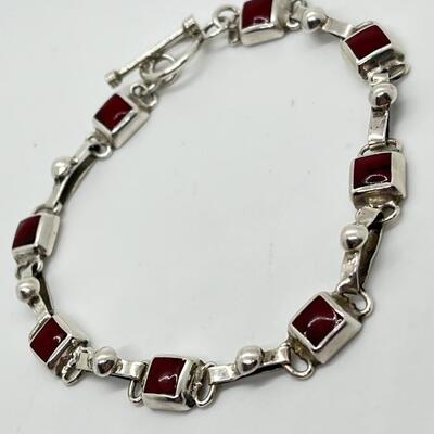 LOT 33: Red Coral and 925 Mexico Silver 8