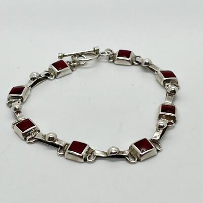 LOT 33: Red Coral and 925 Mexico Silver 8