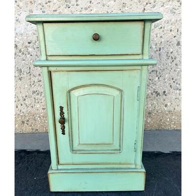 Small Wood Vintage Style Turquoise Nightstand Cabinet